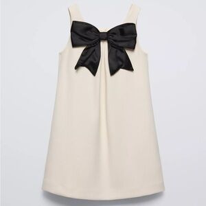Zara Cream Dress with Black Bow